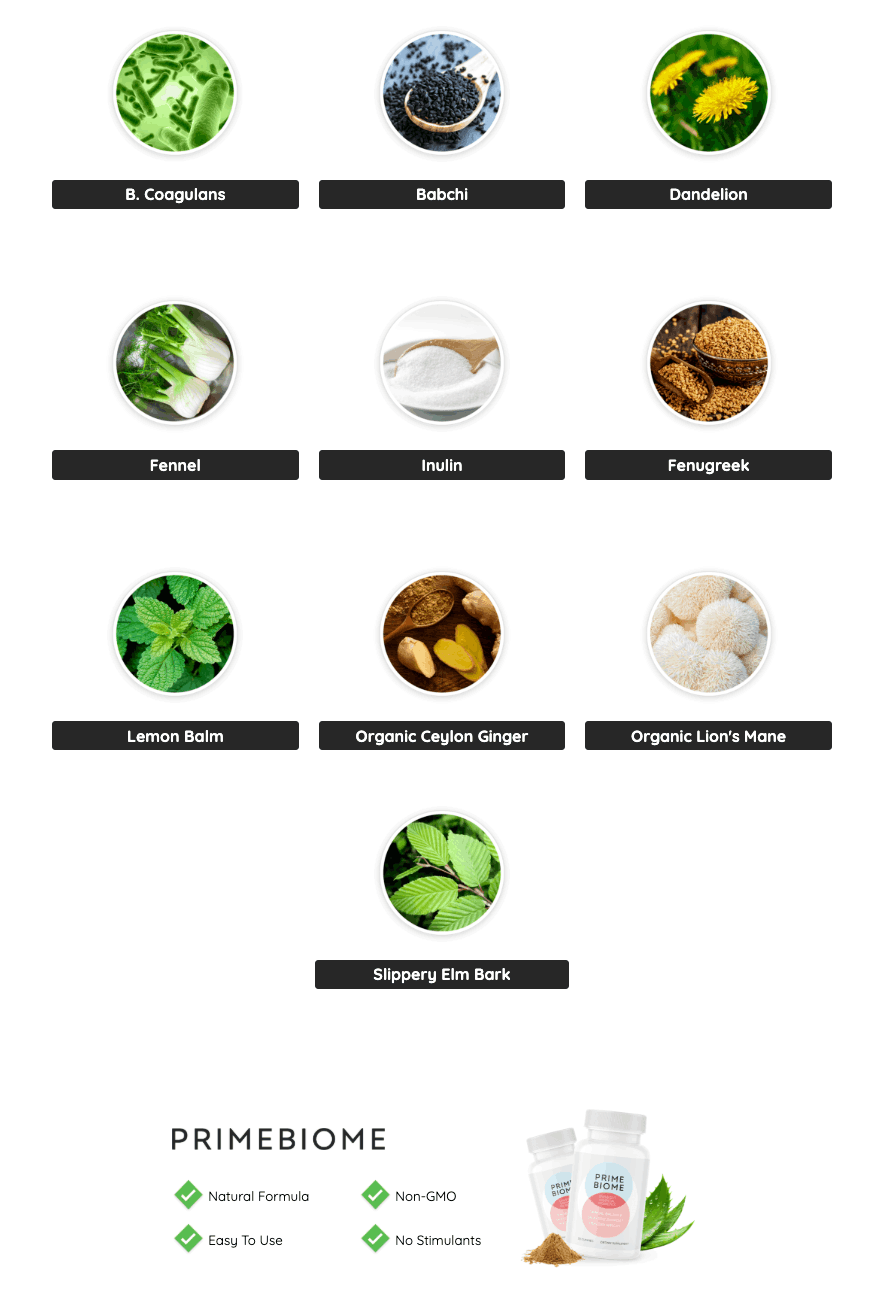 PrimeBiome main ingredients